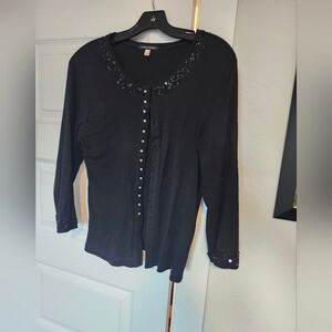 Elegant Black Beaded Women's Top
